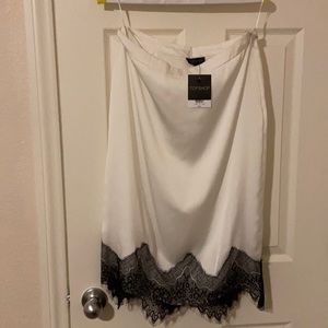 Top Shop, white satin skirt